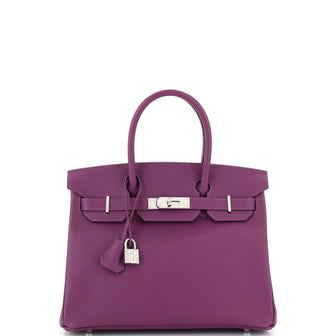 Hermes Birkin Handbag Purple Epsom with Palladium Hardware 30