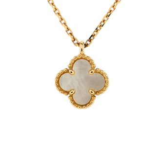 Van Cleef & Arpels Sweet Alhambra Pendant Necklace 18K Yellow Gold and Mother of Pearl