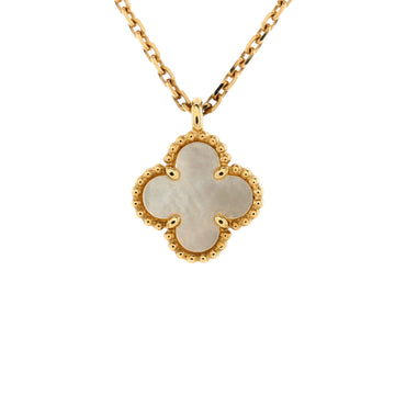 Van Cleef & Arpels Sweet Alhambra Pendant Necklace 18K Yellow Gold and Mother of Pearl