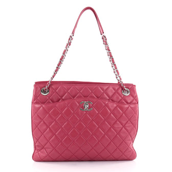 Chanel 3 Tote Quilted Lambskin Medium Pink