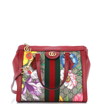 Gucci Ophidia Top Handle Tote Flora GG Coated Canvas Small