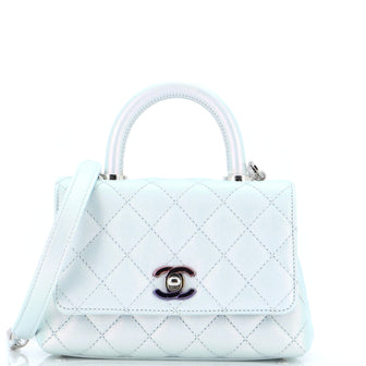 Chanel Coco Top Handle Bag Quilted Iridescent Caviar with Gradient Hardware Extra Mini