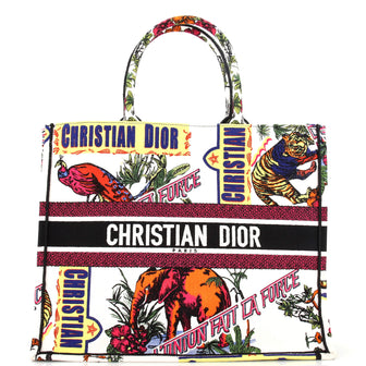Christian Dior Book Tote Embroidered Canvas Large