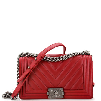 Chanel Boy Flap Bag Chevron Lambskin Old Medium