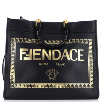 Fendi x Versace Fendace Convertible Sunshine Shopper Tote Printed Leather Medium