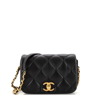 Chanel Nailed CC Full Flap Bag Quilted Calfskin Mini