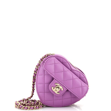 Chanel CC in Love Heart Clutch with Chain Quilted Lambskin