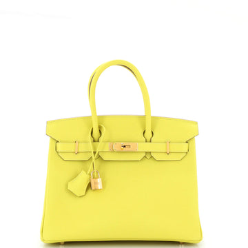 Hermes Birkin Handbag Yellow Epsom with Gold Hardware 30