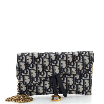 Christian Dior Saddle Chain Wallet Oblique Canvas