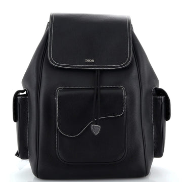 Christian Dior Saddle Pocket Backpack Leather Large