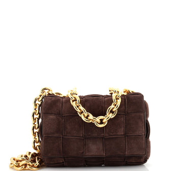 Bottega Veneta Cassette Chain Crossbody Bag Padded Maxi Intrecciato Suede