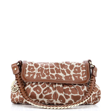 Fendi Chef Flap Bag with Braided Handle Printed Canvas Medium