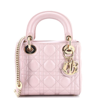 Christian Dior Lady Dior Chain Bag Cannage Quilt Lambskin Mini