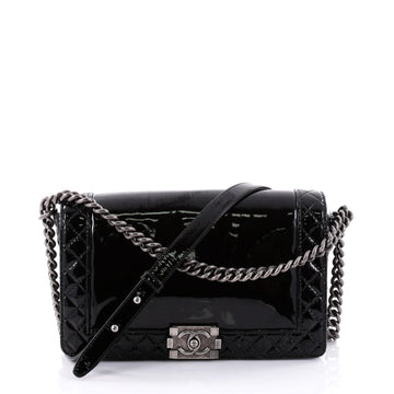 Chanel Reverso Boy Flap Bag Patent New Medium Black 2470301