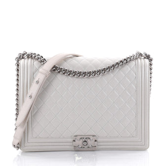 Chanel Boy Flap Bag Quilted Calfskin Large White 2470303