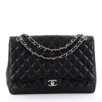 Chanel Classic Single Flap Bag Quilted Caviar Maxi Black 2470306