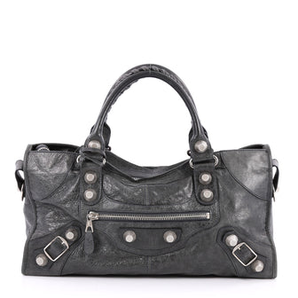 Balenciaga Part Time Giant Studs Handbag Leather Gray 2470404