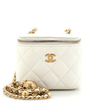 Chanel Pearl Crush Vanity Case with Chain Quilted Lambskin Mini White  2471441