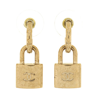 Chanel CC Padlock Hoop Earrings Metal