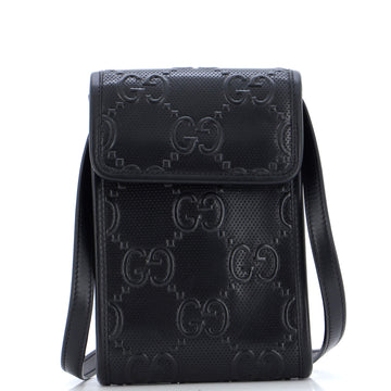 Gucci Flap Crossbody Bag GG Embossed Perforated Leather Mini