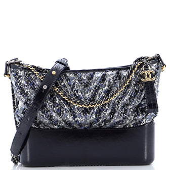 Chanel Gabrielle Hobo Chevron PVC Over Tweed Medium