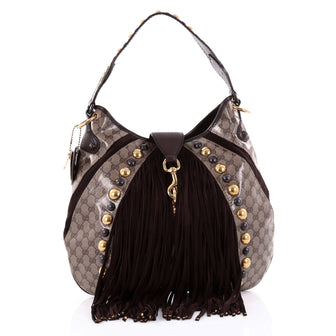 Gucci Fringe Babouska Convertible Hobo GG Coated Canvas 2472201