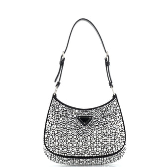 Prada Cleo Shoulder Bag Crystal Embellished Satin Small