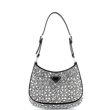 Prada Cleo Shoulder Bag Crystal Embellished Satin Small