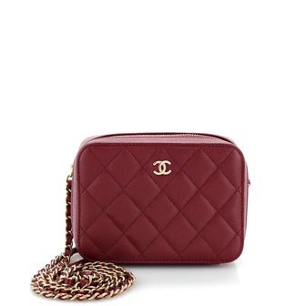 Chanel Zip Around Vanity Case with Chain Quilted Caviar Mini