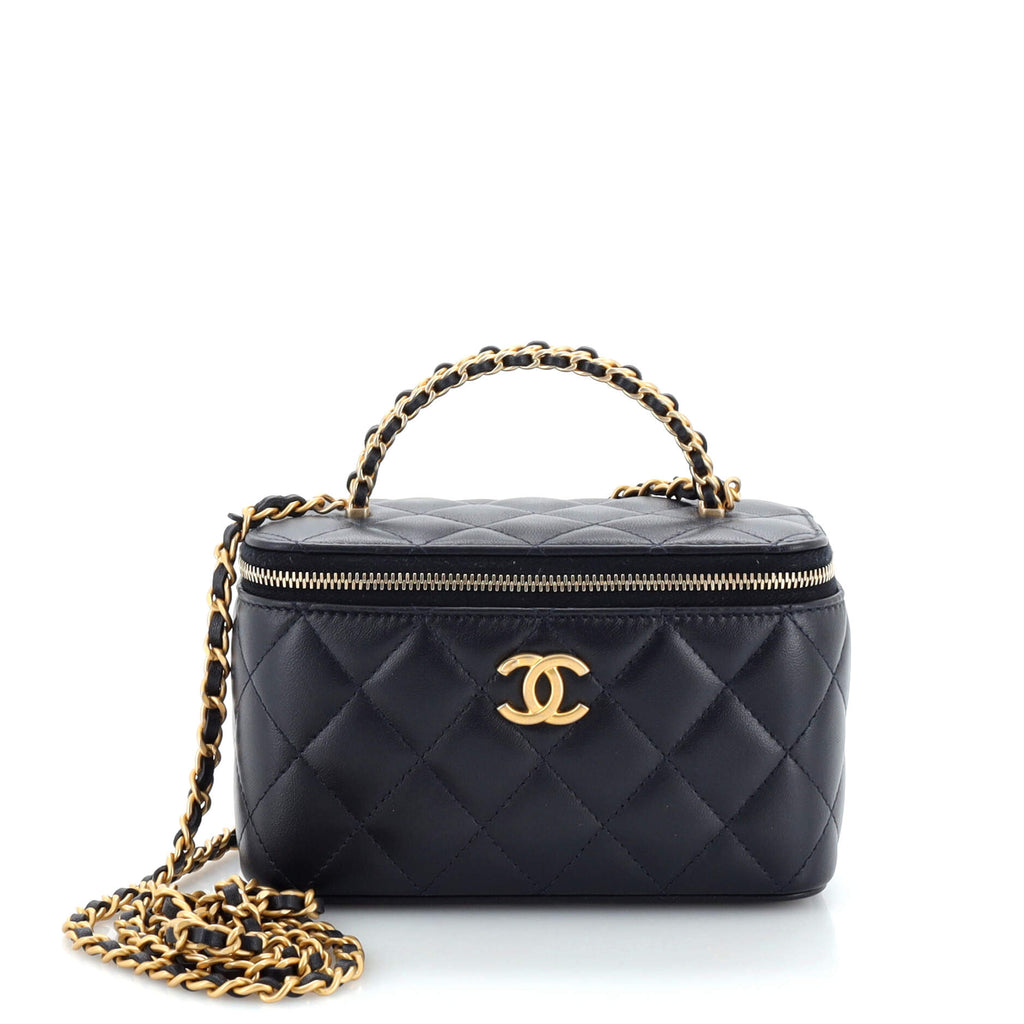 Chanel Pick Me Up Top Handle Vanity Case with Chain Quilted Lambskin Small  Blue 2472393