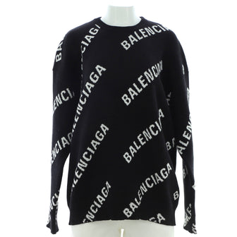 Balenciaga All Over Logo Sweater Cotton Blend