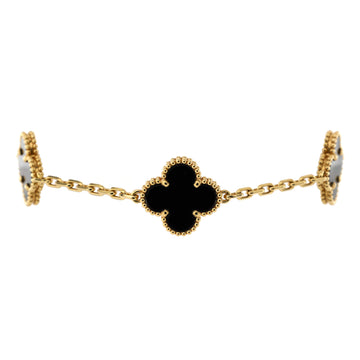 Van Cleef & Arpels Vintage Alhambra 5 Motifs Bracelet 18K Yellow Gold and Onyx