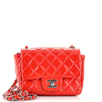Chanel Square Classic Single Flap Bag Quilted Patent Mini