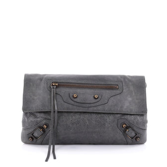 Balenciaga Envelope Clutch Classic Studs Leather Gray 2473001