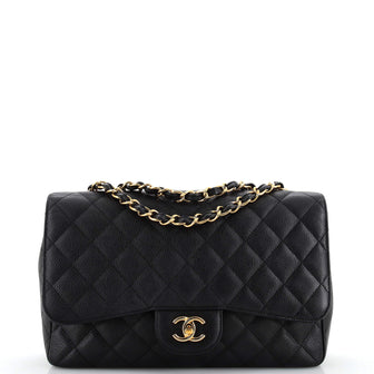 Chanel Classic Single Flap Bag Quilted Caviar Jumbo