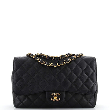 Chanel Classic Single Flap Bag Quilted Caviar Jumbo