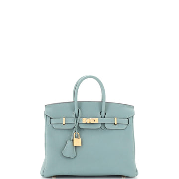 Hermes Birkin Handbag Blue Togo with Gold Hardware 25
