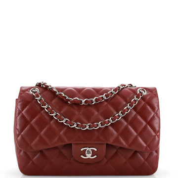 Chanel Vintage Classic Double Flap Bag Quilted Caviar Jumbo
