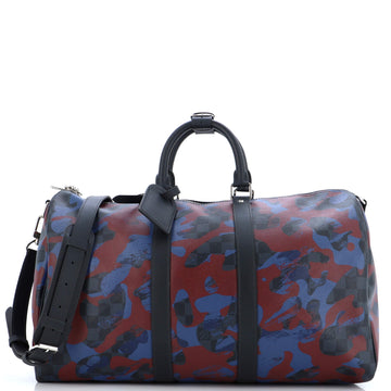 Louis Vuitton Keepall Bandouliere Bag Limited Edition Camouflage Damier Cobalt 45