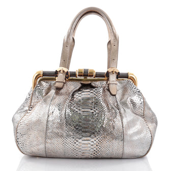Oscar de la Renta Larrabee Doctor Bag Python Silver 2473201