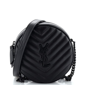 Saint Laurent Vinyle Round Camera Bag Matelasse Chevron Leather