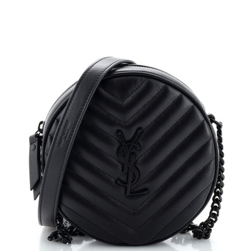 Saint Laurent Vinyle Round Camera Bag Matelasse Chevron Leather