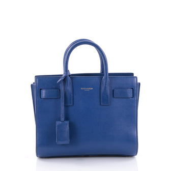 Saint Laurent Sac de Jour Handbag Leather Nano Blue 2473902