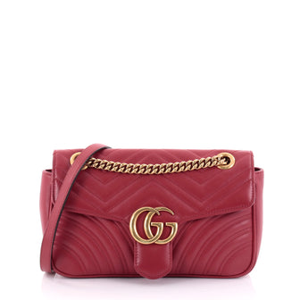 Gucci GG Marmont Flap Bag Matelasse Leather Small Red 2473905