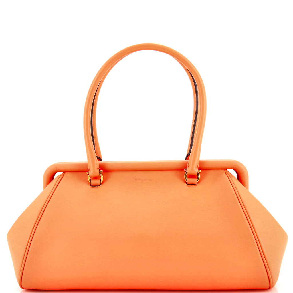 Salvatore Ferragamo Frame Satchel Leather Orange 2473971