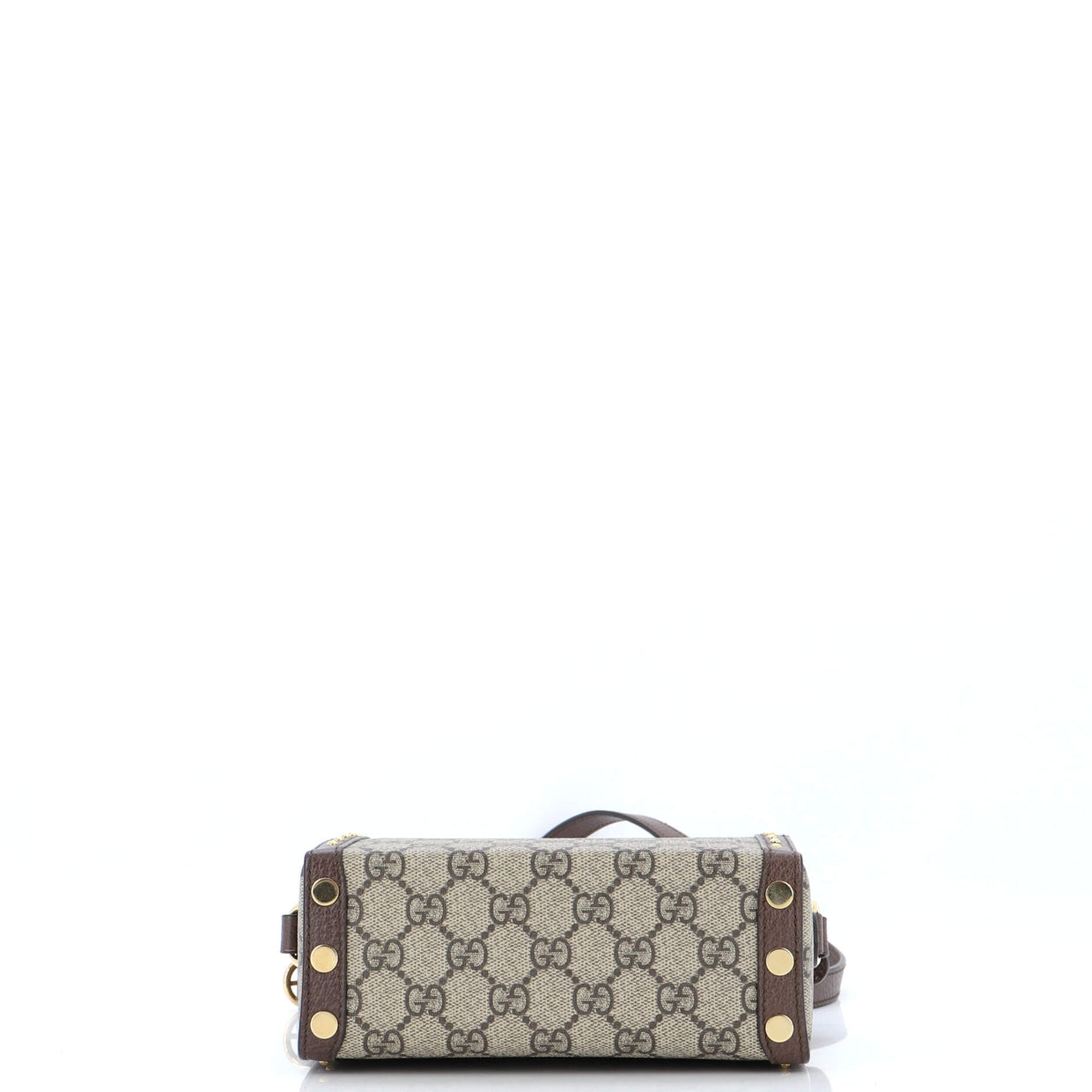 Gucci Trunk Flap Lock Shoulder Bag GG Coated Canvas with Studded
