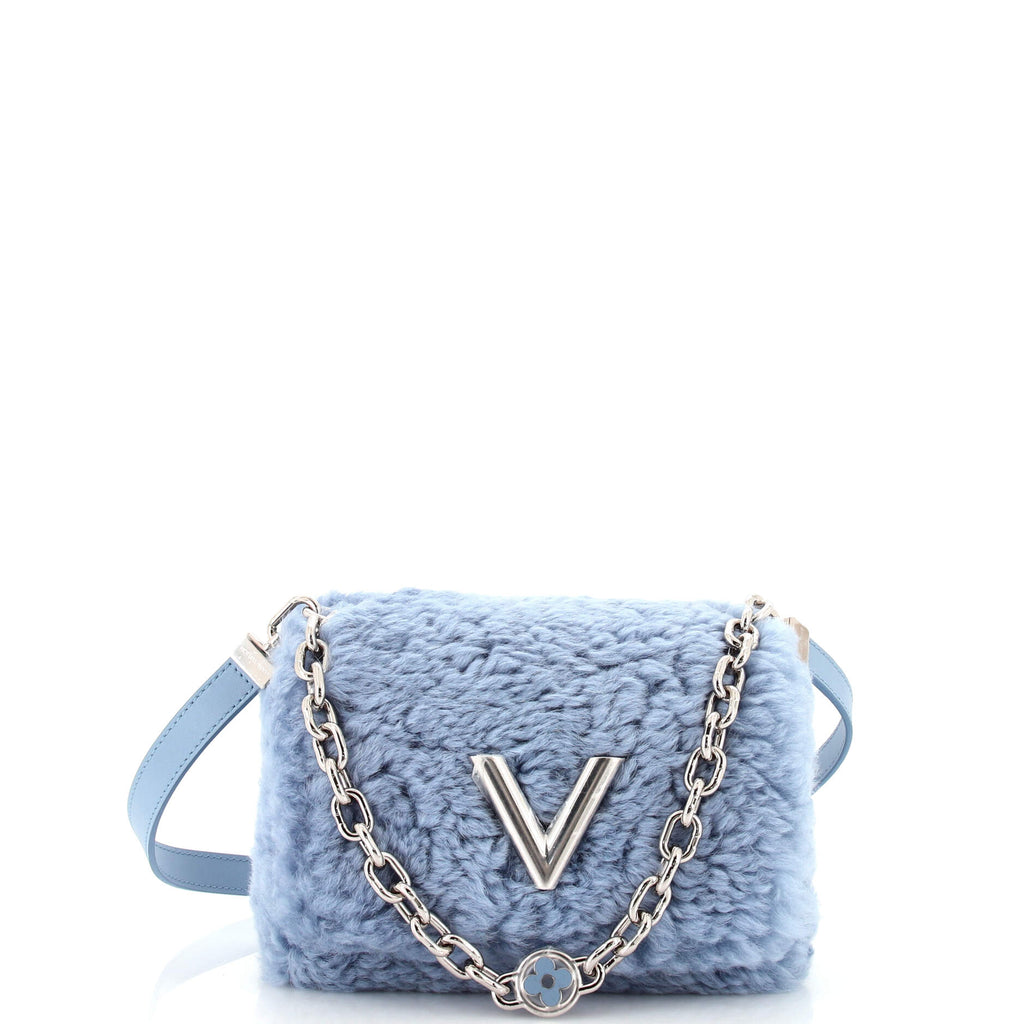 Louis Vuitton Twist Handbag Shearling MM Blue 2462532