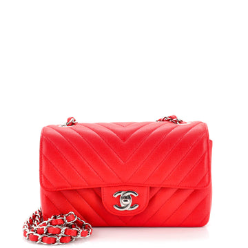 Chanel Classic Single Flap Bag Chevron Caviar Mini