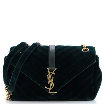 Saint Laurent Classic Monogram Envelope Satchel Matelasse Chevron Velvet Medium