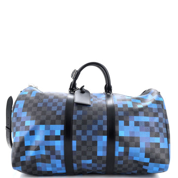 Louis Vuitton Keepall Bandouliere Bag Limited Edition Damier Graphite Pixel 50